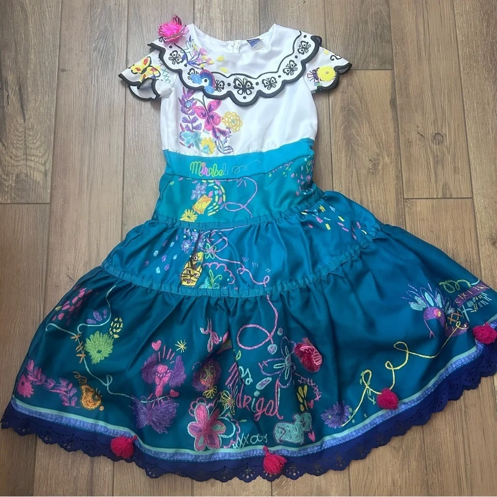 Disney Mirabel Encanto Costume Dress Size 4T -6X Small Girls Dress Embroidered